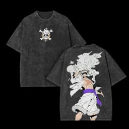 2026 New Anime ONE PIECE Anime Nika Luffy Washed T Shirt Summer Vintage Men's Women Cotton Casual Tee Top Streetwear