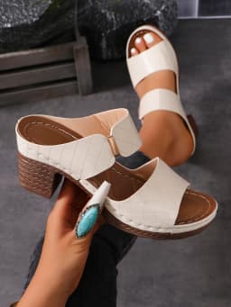 Women Summer Lightweight Hollow Sandals High Heels New Dress Chunky Open Toe Slippers Female Casual Slingback Slides Shoes