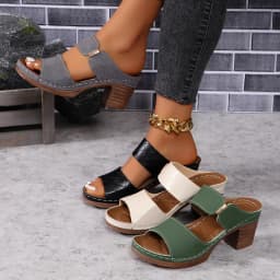 Women Summer Lightweight Hollow Sandals High Heels New Dress Chunky Open Toe Slippers Female Casual Slingback Slides Shoes