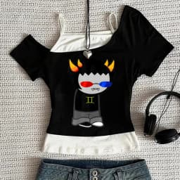 Homestuck cropped top teen y2k streetwear anime scene grunge t shirt cutecore baddie graphic streetwear gothic