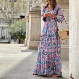 2026 New In-Stock Women's Fashion V-Neck Long-Sleeve Mid-Length Bohemian