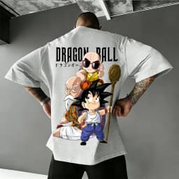 2026 Summer Dragon Ball Retro Pure Cotton Fitness T-shirt Men's Oversized Short-sleeved Family Unisex Children's Casual Shirt