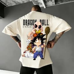 2026 Summer Dragon Ball Retro Pure Cotton Fitness T-shirt Men's Oversized Short-sleeved Family Unisex Children's Casual Shirt