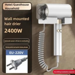 New Product: No Drilling Wall Mounted Hair Dryer With 2400W Super Power, Fast Drying, Blue Light, Silent, Hotel Home Hair Dryer