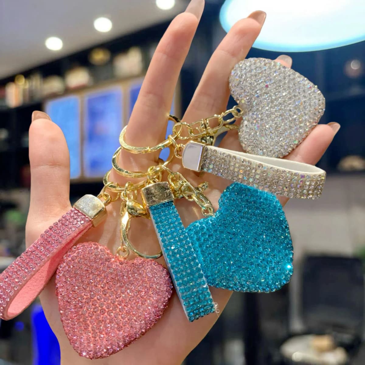 Luxury Rhinestone Heart Keychain - Sparkling Car Key Ring & Bag Charm