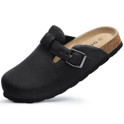 Litfun Cork Footbed Clogs Vegan Leather Mules Comfortable Anti-slip Cork Sole Slippers with Arch Support Potato Shoes Outdoor