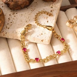 Classic Gift Geometric Colorful Zircon Titanium Stainless Steel Pendant Plating Gold Color Cuban Link Chain Bracelet Women
