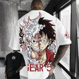 ONE PIECE Luffy Gear 5 2026 Summer New Product Harajuku Anime Printed Short Sleeve Men's and Women's Unisex Cotton T-shirt