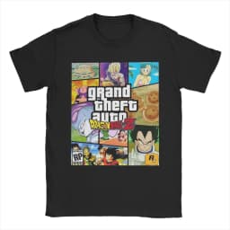 Fashion Grand Theft D-Dragon Ball Z T-Shirts Men Round Collar 100% Cotton T Shirt Short Sleeve Tee Shirt Graphic Printed Tops