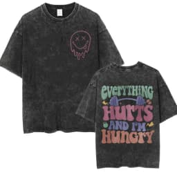 Vintage Washed Harajuku Aesthetic Tee Skeleton Muscle Mommy Print Funny Gym Lover Unisex Casual Soft Breathable Everyday