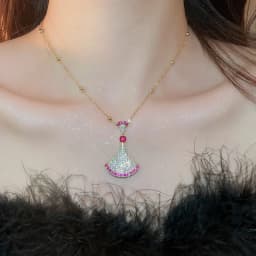 Dainty Double Color CZ Cubic Zircon Sector Fan Shaped Jewelry Sets for Women 18K Real Gold Plated Copper Necklace Earrings