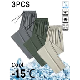 3pc Men's Casual Sports Pants Ice Silk Breathable And Refreshing Elastic Quick-Drying Sports Pants Man Football Summer Clothes