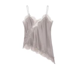 Women's Summer Asymmetrical Hem Lace Trim Cami Top, Sleeveless V Neck Satin Camisole, Casual Daily Wear Multiple Colors