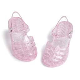 Girls Glitter Jelly PVC Sandals Toddler Little Kids Buckle Closure Retro Woven Cut-Out Summer Beach Shoes