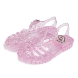 Girls Glitter Jelly PVC Sandals Toddler Little Kids Buckle Closure Retro Woven Cut-Out Summer Beach Shoes