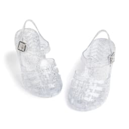 Girls Glitter Jelly PVC Sandals Toddler Little Kids Buckle Closure Retro Woven Cut-Out Summer Beach Shoes