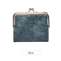 Women Vintage Leather Wallet Kiss Lock Coin Purse Short Clutch Zipper Card Holder Large Capacity Lady Wallet
