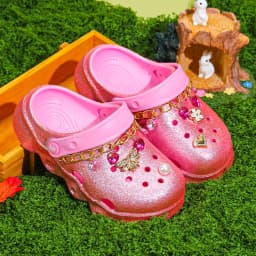 Kids' Glitter Clog, Lightweight EVA Garden Shoes, Waterproof Non-Slip Sandals, Comfortable Slip-On Shoes for Indoor Outdoor 1214