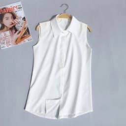 White Sleeveless Collared Blouse Summer Womens Tank Top Shirt