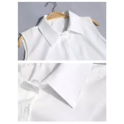 White Sleeveless Collared Blouse Summer Womens Tank Top Shirt
