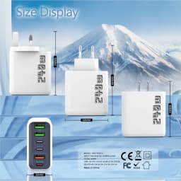 240W 6-Port Fast Charger, PD QC 3.0 USB C Charger for iPhone 15 Pro Samsung S24, Multi-Port PD QC Charging Adapter for iPhone