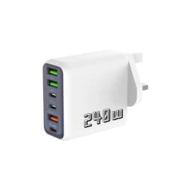 240W 6-Port Fast Charger, PD QC 3.0 USB C Charger for iPhone 15 Pro Samsung S24, Multi-Port PD QC Charging Adapter for iPhone