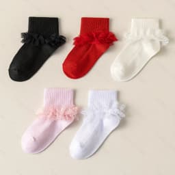 5 pairs of lovely lace princess socks-suitable for young girls, soft polyester blended, machine washable and comfortable in all