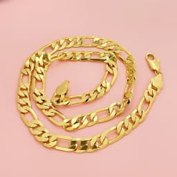 Luxury 18K Gold real gold 10MM three than a men's and women's geometric necklace