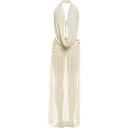 Nibber Chic 2 Piece Set Women Swing Collar See Through Backless Bandages Vests+Metal Buckle Split Skirts Vacation Party Suits