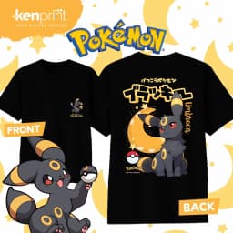 Bandai Anime Pokémon Umbreon Cartoon Cotton T-shirt Kids/Men's/Women's Fashion Casual Short Sleeved T-shirt Streetwear Y2k