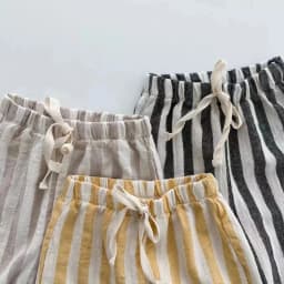 Spring Baby Boys Stripe Pants Cotton Casual Linen Elastic Trouers Toddler Infant Kids Girls Loose Pants