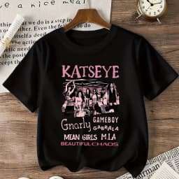 Youth Girl Cotton Streetwear Hot Katseye Print T Shirt Kids Summer Clothes Girls Short Sleeve T-Shirt Children's Fashion Tops
