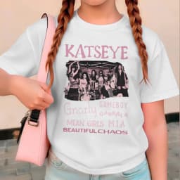 Youth Girl Cotton Streetwear Hot Katseye Print T Shirt Kids Summer Clothes Girls Short Sleeve T-Shirt Children's Fashion Tops