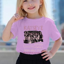 Youth Girl Cotton Streetwear Hot Katseye Print T Shirt Kids Summer Clothes Girls Short Sleeve T-Shirt Children's Fashion Tops