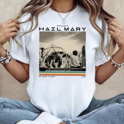 Vintage Project Hail Mary T-Shirt Sci-Fi Space Novel Fan Tee Shirts Funny Nerd Book Lover Graphic Short Sleeves Tops Fans Gift