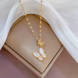 Butterfly Zircon Necklace for Women 18K Gold Plated Titanium Steel Anti-Tarnish Gold Color Pendant Necklace