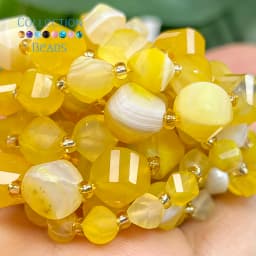 6 8 10mm Natural Stone Beads Yellow Agate Faceted Round Loose Beads for Jewelry Making Diy Beading Accessory