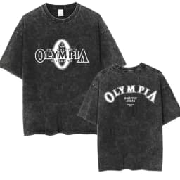 2026 Olympia Gym Man's Vintage Washed Graphic T Shirts Men Summer Fashion O-Neck Short Sleeve T-shirt Casual 100% Cotton Tshirt