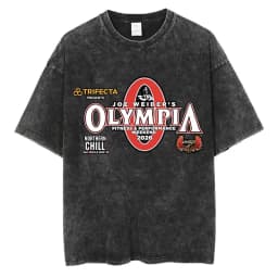 2026 Olympia Gym Man's Vintage Washed Graphic T Shirts Men Summer Fashion O-Neck Short Sleeve T-shirt Casual 100% Cotton Tshirt