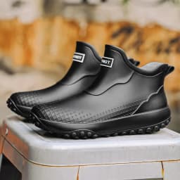 Unisex Waterproof Rain Boots Ankle Length Non Slip Rubber Shoes Lightweight Garden Work Boots Removable Inner Outdoor Footwear