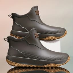 Unisex Waterproof Rain Boots Ankle Length Non Slip Rubber Shoes Lightweight Garden Work Boots Removable Inner Outdoor Footwear
