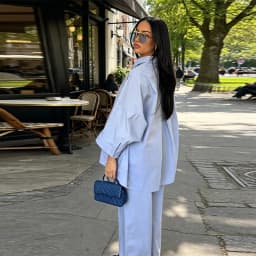 Women's 2 Piece Outfit Trendy Oversized Long Sleeves Button Down Shirt Cozy Wide Leg Pants 2026 New Casual Commuting Streetwear