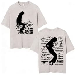 King of Pop Michael Jackson Bad Era Vintage Washed T-shirts Men's Clothes Hip Hop Punk T Shirts Casual Cotton Streetwear T-shirt