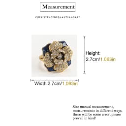 Vintage Blue Rich Flower Rings for Woman Enamel Antique Gold Plated Rhinestone Jewelry High Quality Trends 2026 Accessories