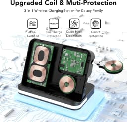 4 in 1 Wireless Charger Alarm Clock Stand For Samsung S26 Fold 7 Galaxy Watch 8 7 6 5 Active 1 2 Buds Pro Fast Charging Station
