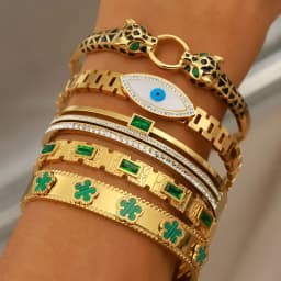 New Sight Stainless Steel Crystal Eyes Bangles&bracelets for Women Fashion Brand Jewelry Flower Leopard Bangle Party Accessories