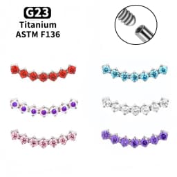 F136 Titanium Labret Piercing Clear CZ Internal Thread Flat Back Earrings for Helix Tragus Cartilage Jewelry