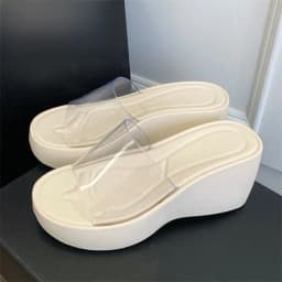 Height-increasing Platform Slippers Transparent Non-slip Summer Beach Sandals Lightweight Soft Sole Women's Slippers
