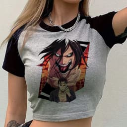 Attack on Titanic cropped top women goth graphic anime grunge japan shirt graphic cutecore jojifuku party meme