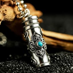Ethnic Style Relief Vajra Pestle Necklace For Men Jewelry Blessing Gau Buddhist Scripture Box Pendant Male Choker Accessories